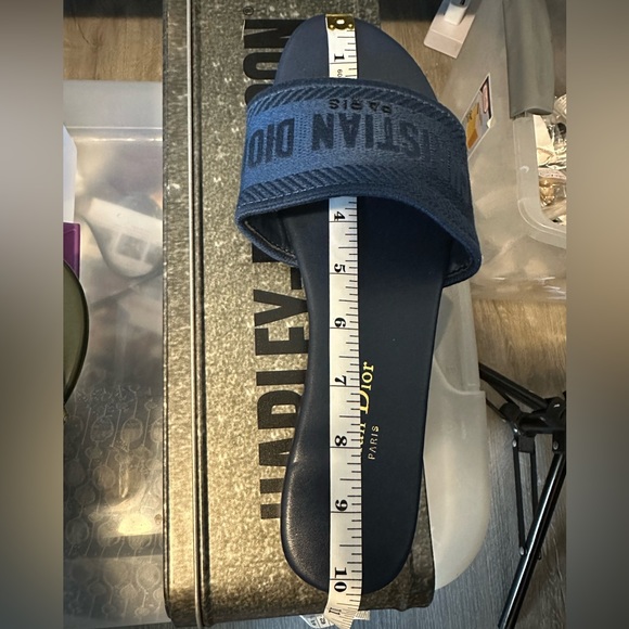 Christian Dior Dway Slide Blue Embroidered Cotton - Picture 2 of 3